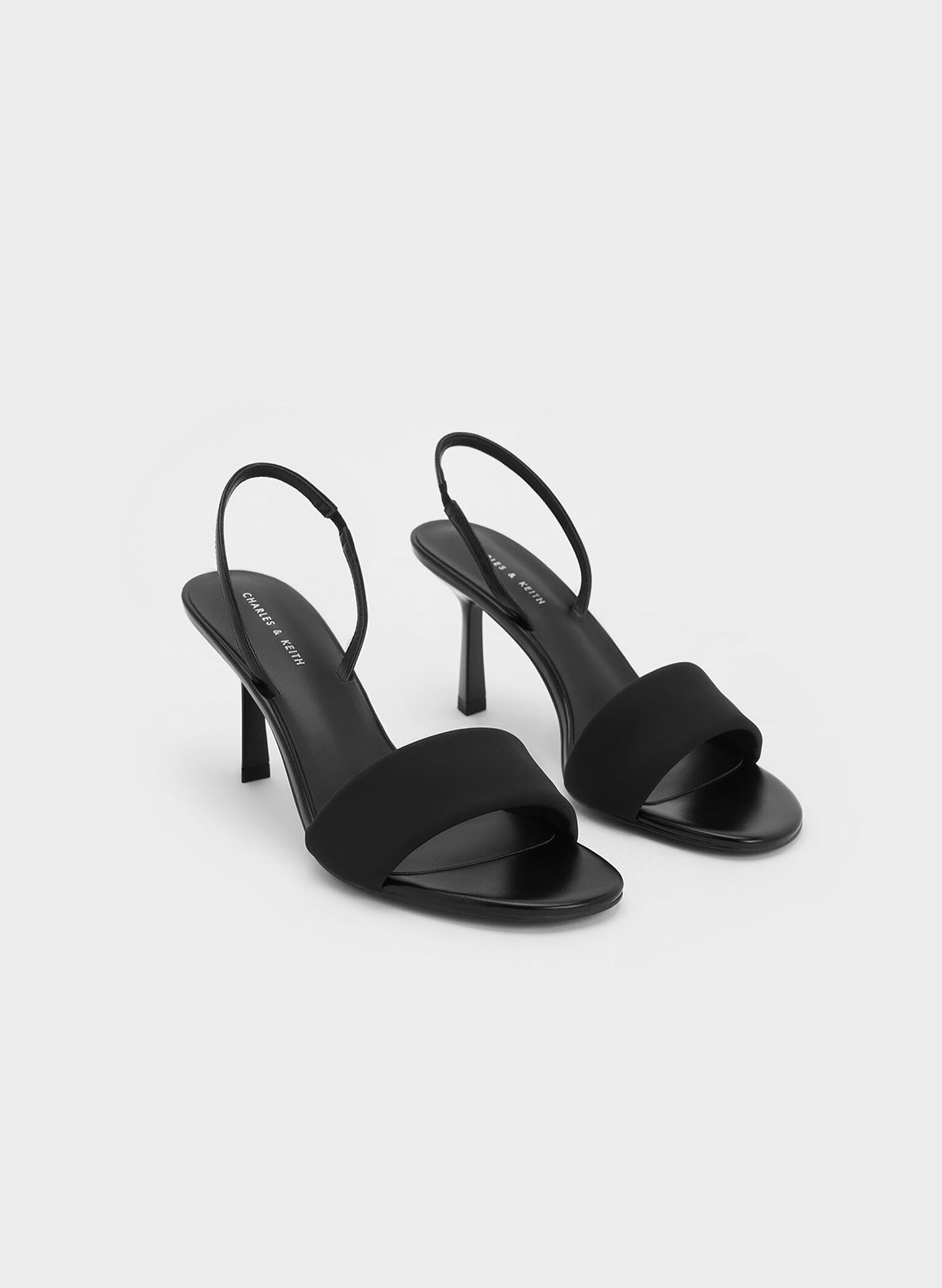 Padded Strap Slingback Pumps, Black, hi-res