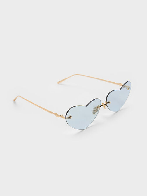 Heart-Shaped Cat-Eye Sunglasses, Blue, hi-res