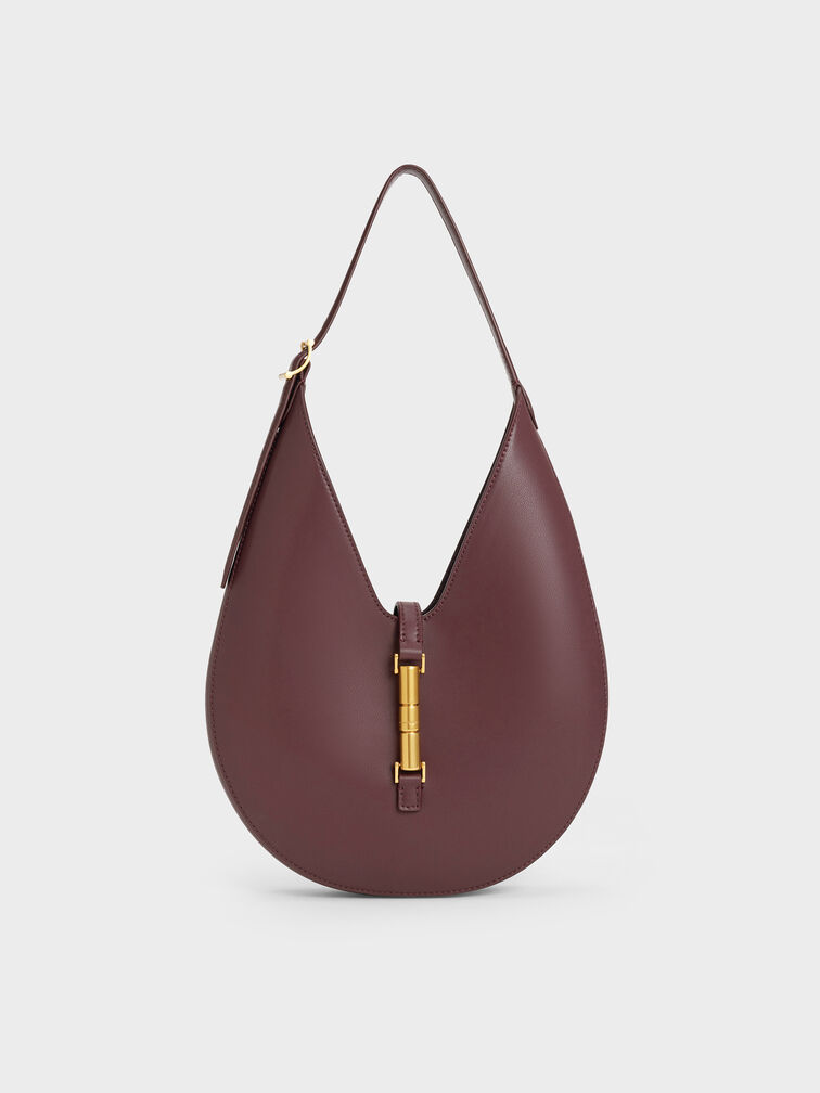 Cesia Metallic-Accent Hobo Bag, Wineberry Red, hi-res