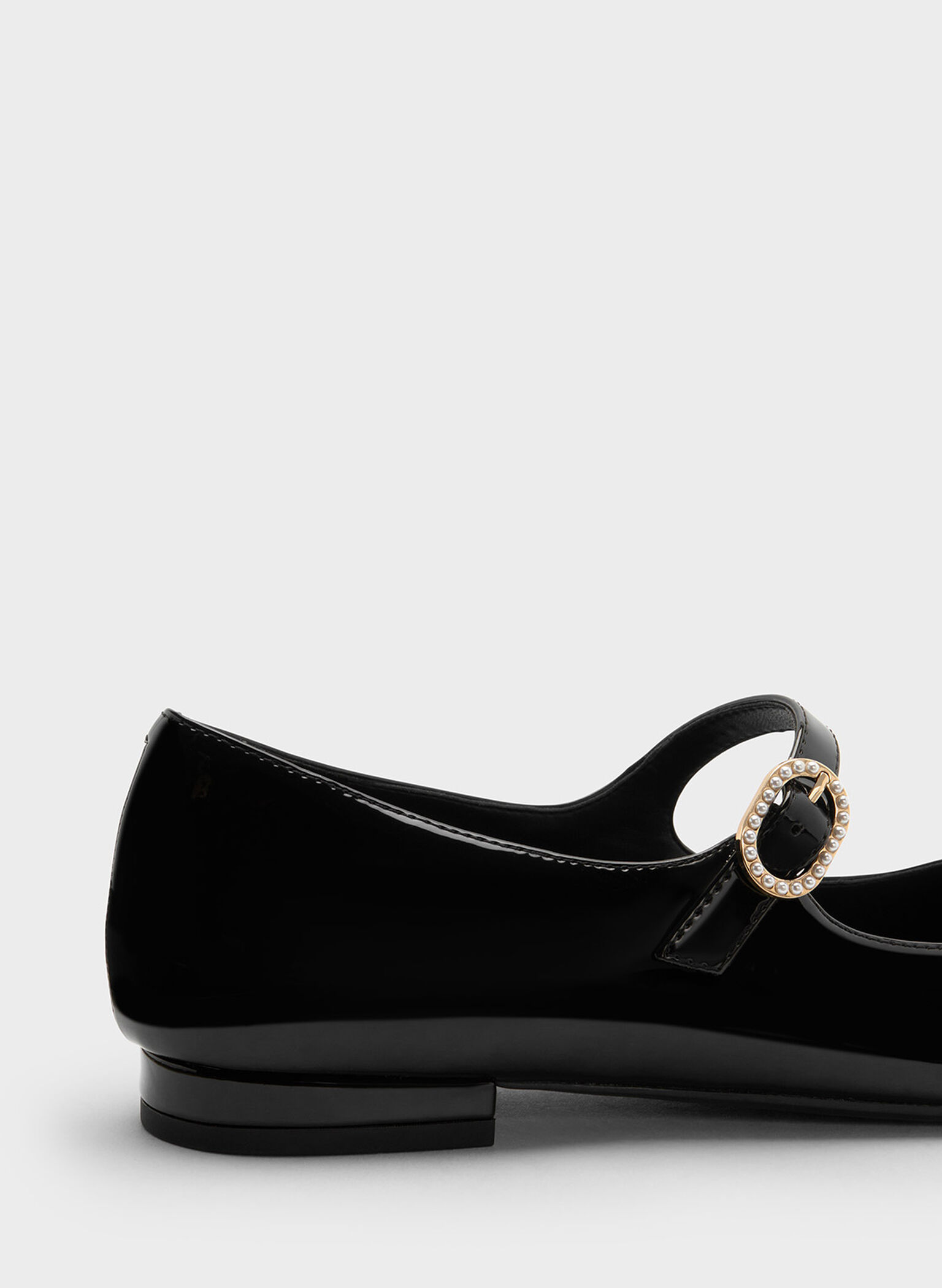 Patent Pearl-Buckle Mary Janes, Black Patent, hi-res