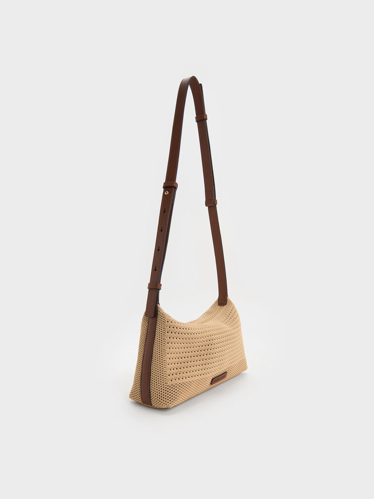 Ida Knitted Shoulder Bag, Beige, hi-res