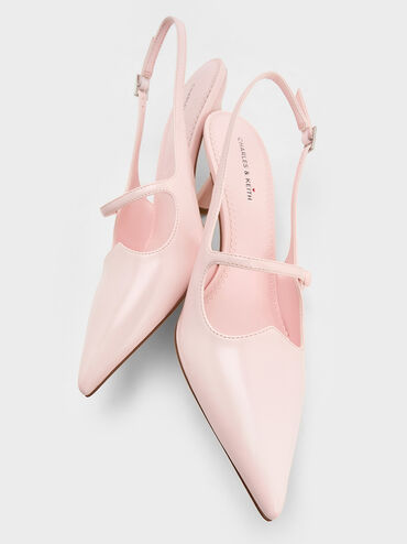 Pointed-Toe Mary Jane Slingback Pumps, Light Pink, hi-res