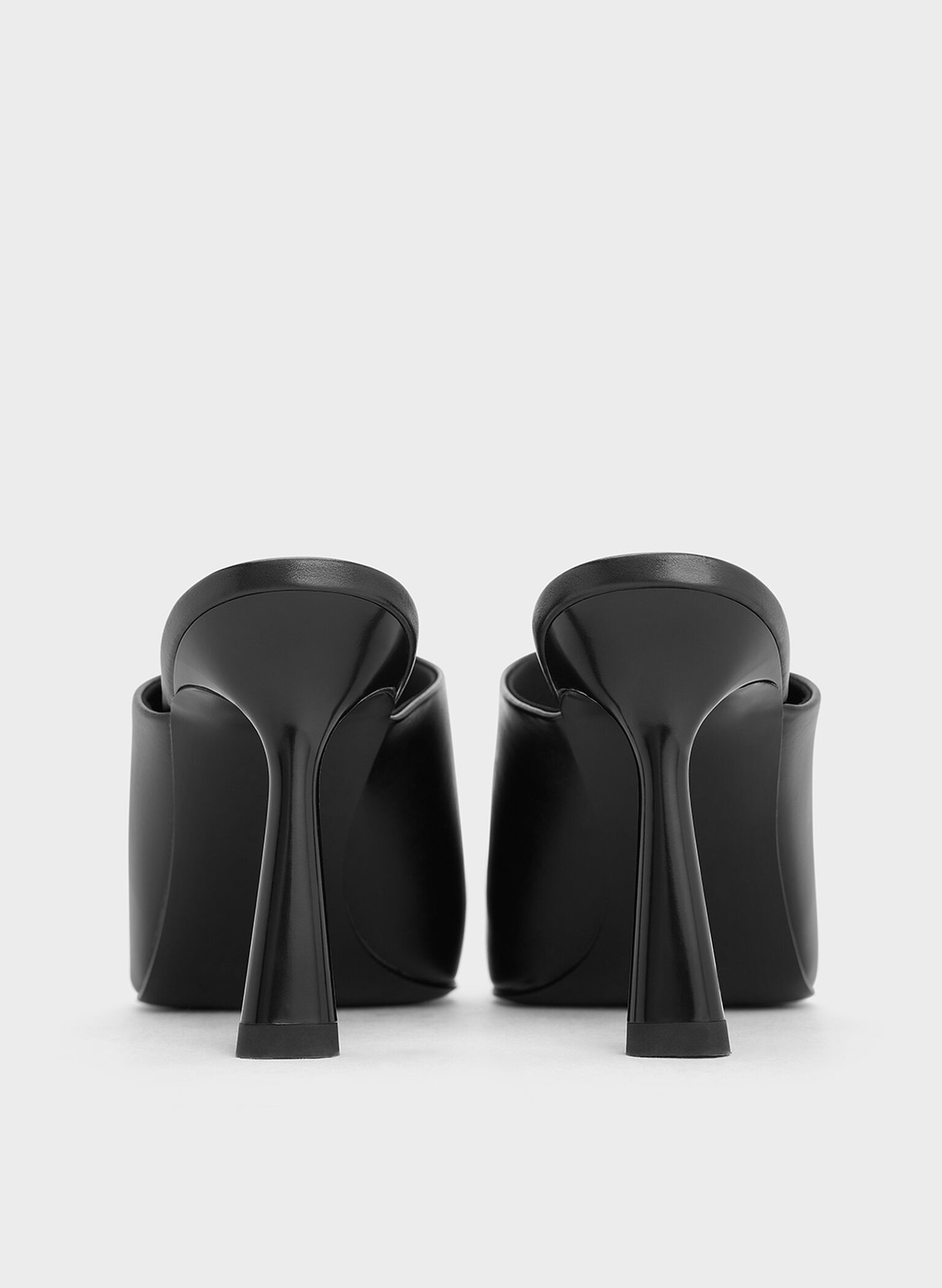 High-Vamp Pointed-Toe Heeled Mules, Black, hi-res