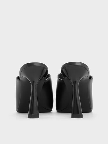High-Vamp Pointed-Toe Heeled Mules, Black, hi-res