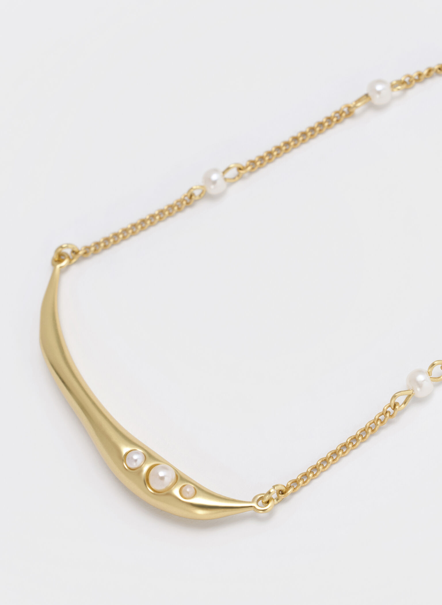 Corrine Pearl Sculptural Necklace, Brush Gold, hi-res