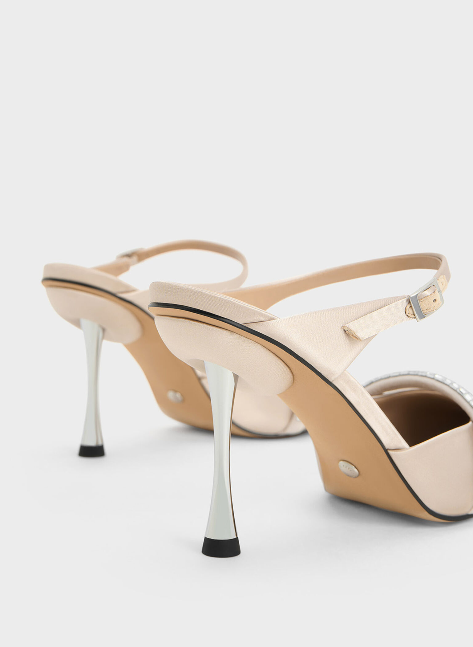 Demi Recycled Polyester Embellished Pointed-Toe Mules, Cream, hi-res
