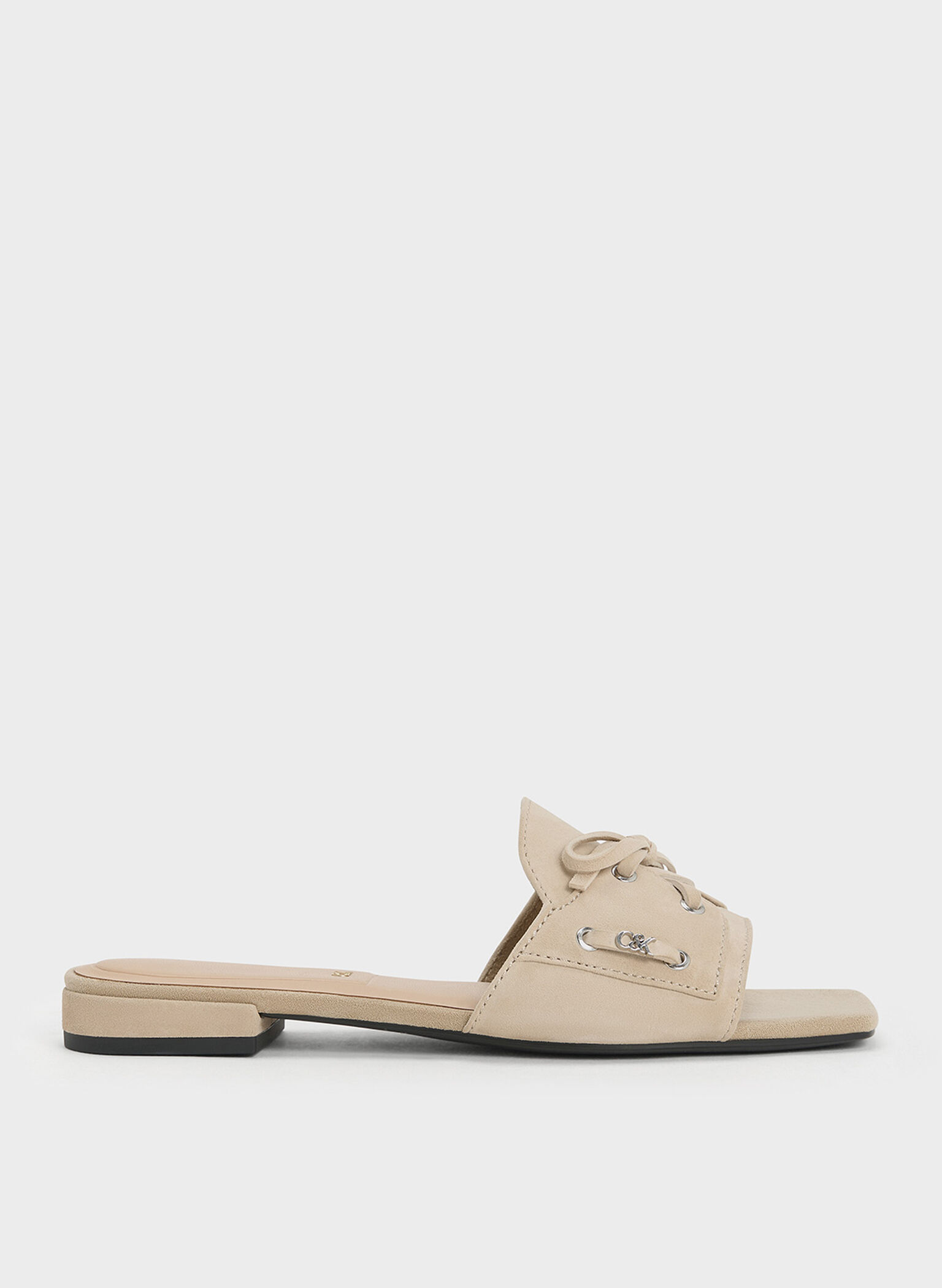 Kori Suede Lace-Up Slide Sandals, Beige, hi-res