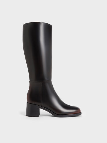 Louise Block-Heel Knee-High Boots, Dark Brown, hi-res