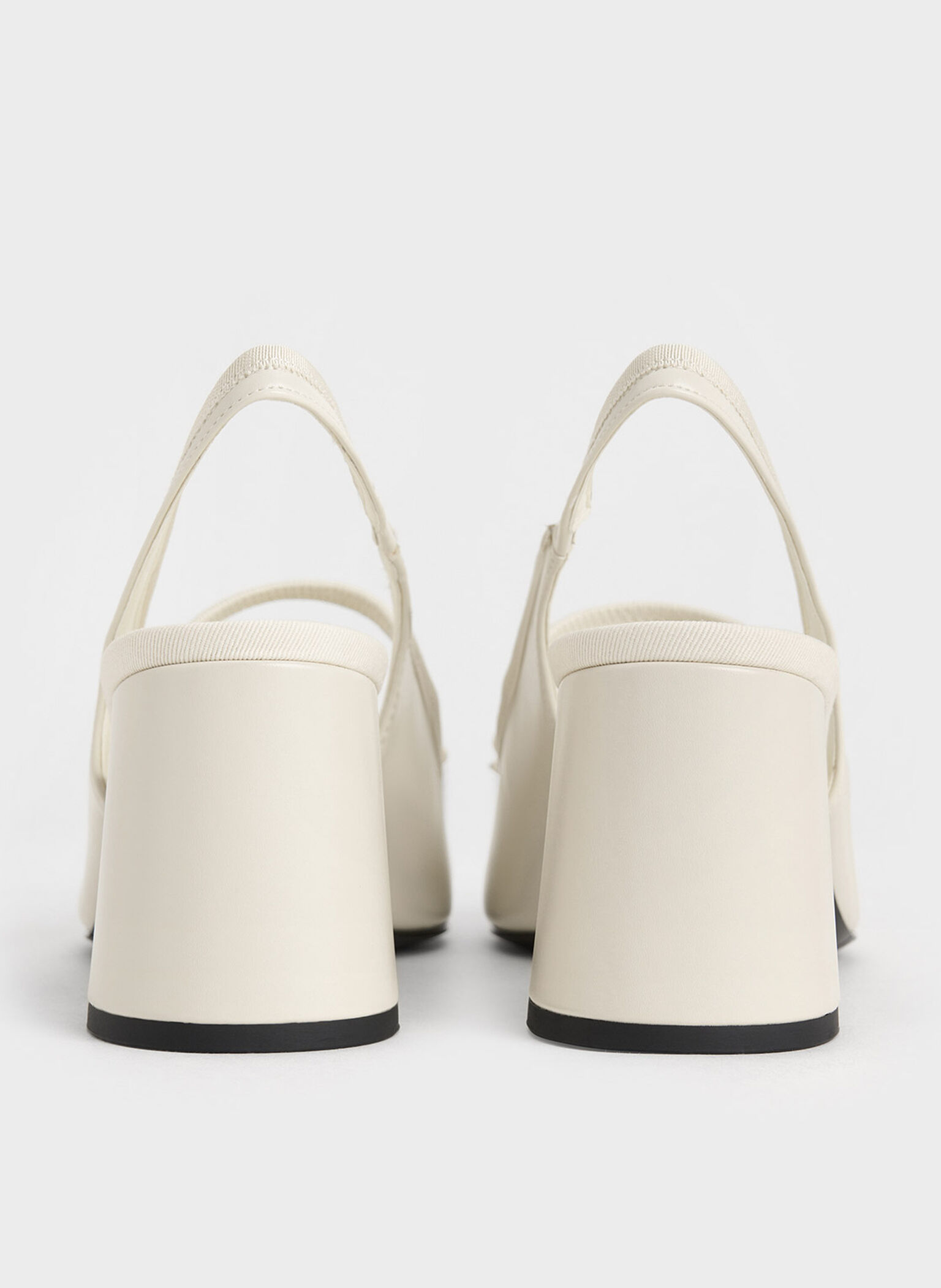 Two-Tone Bow Slingback Pumps, Cream, hi-res