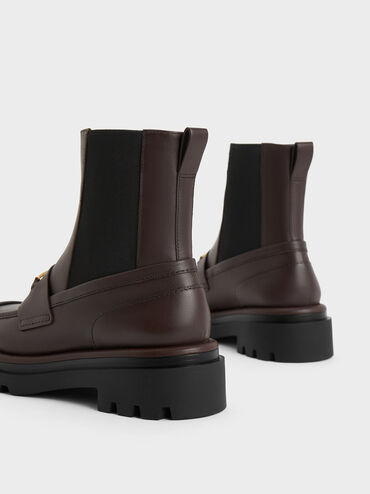 Gabine Leather Loafer Chelsea Boots, Dark Brown, hi-res