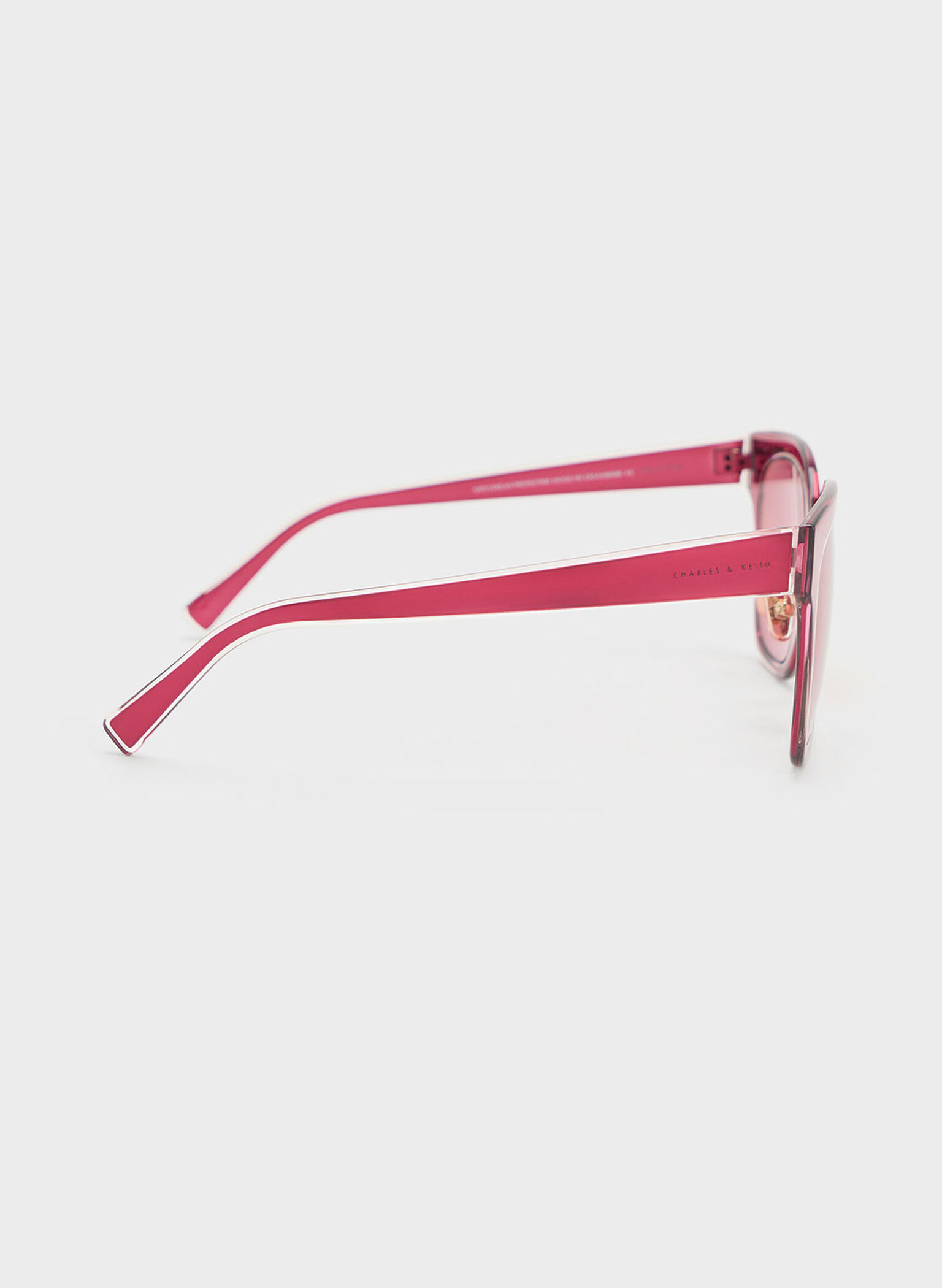 Oversized Square Metallic Accent Sunglasses, Fuchsia, hi-res