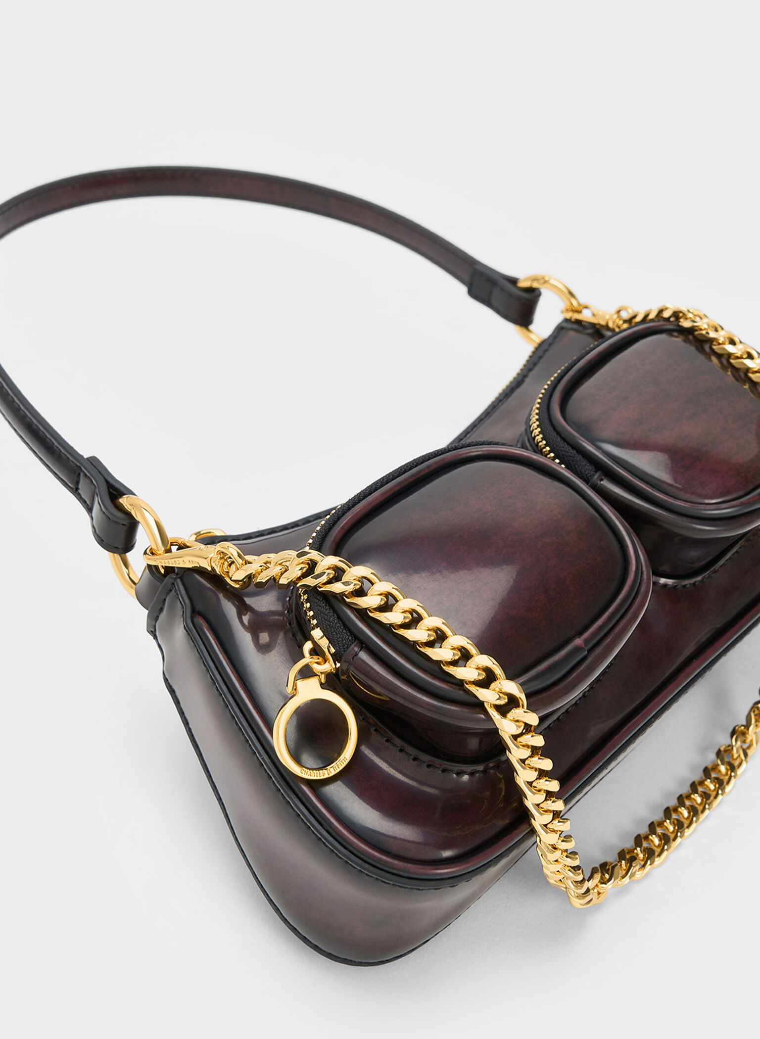 Letitia Chain-Link Shoulder Bag, Dark Chocolate, hi-res