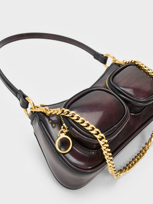 Letitia Chain-Link Shoulder Bag, Dark Chocolate, hi-res
