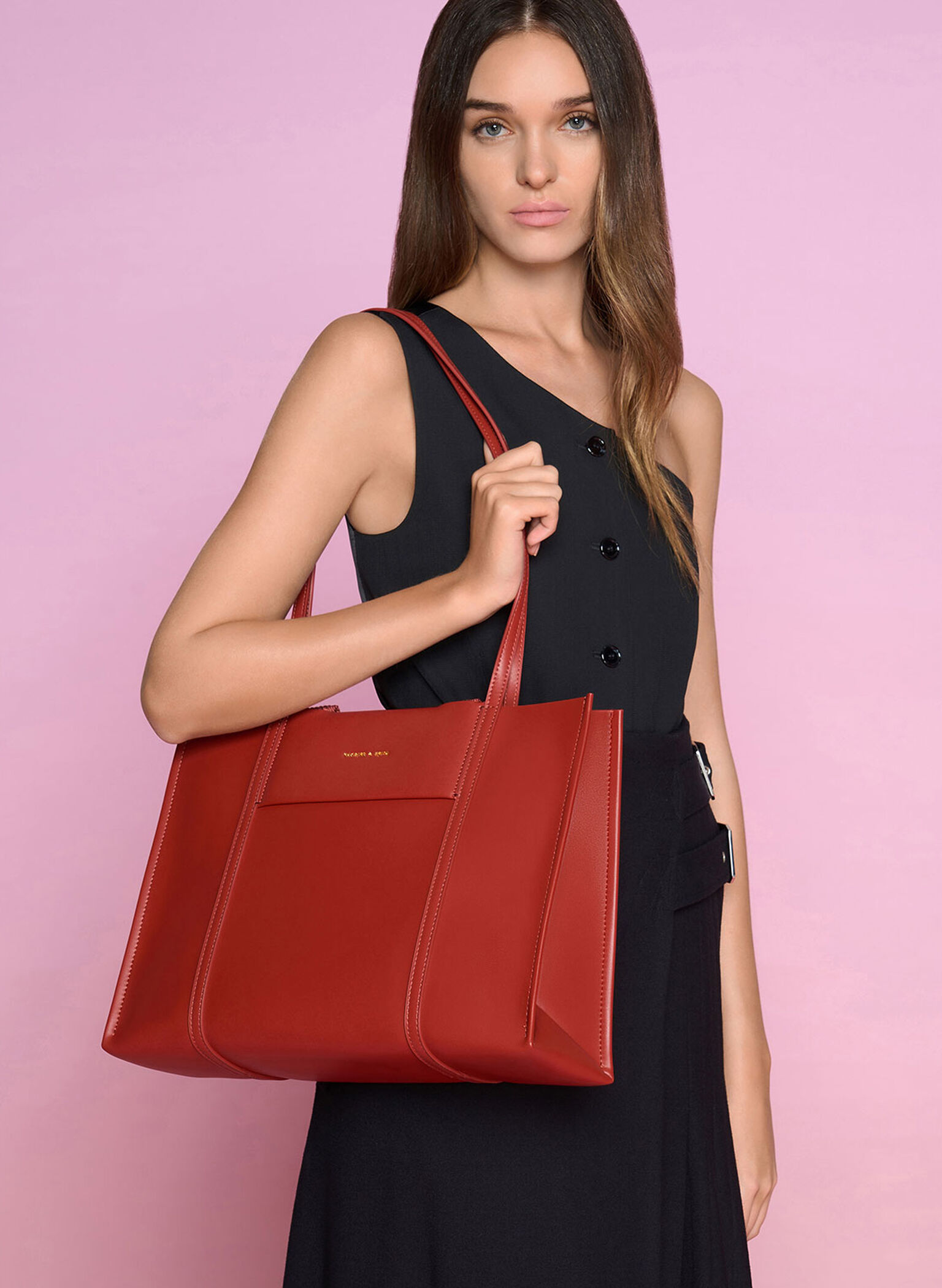 Shalia Tote Bag, Brick, hi-res