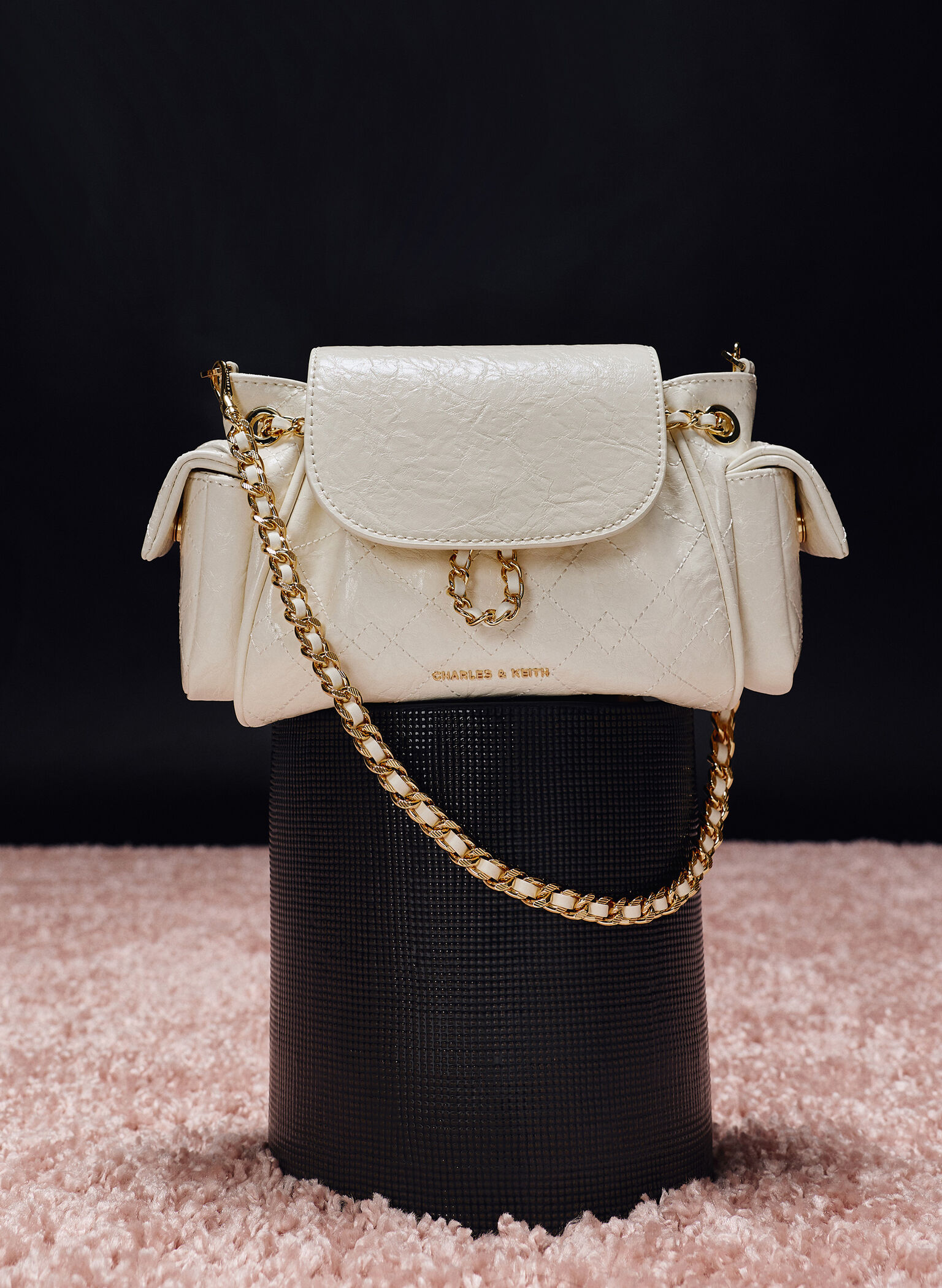 Duo Quilted Two-Way Front Flap Backpack, Cream, hi-res