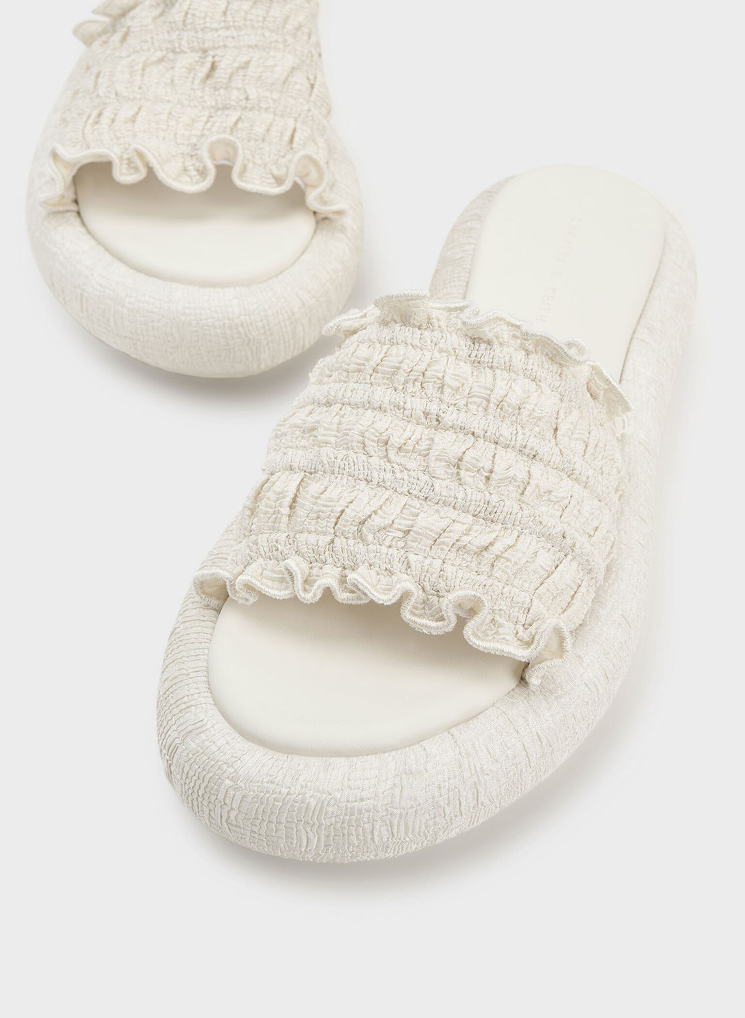 Nuala Ruched Flatforms, Cream, hi-res
