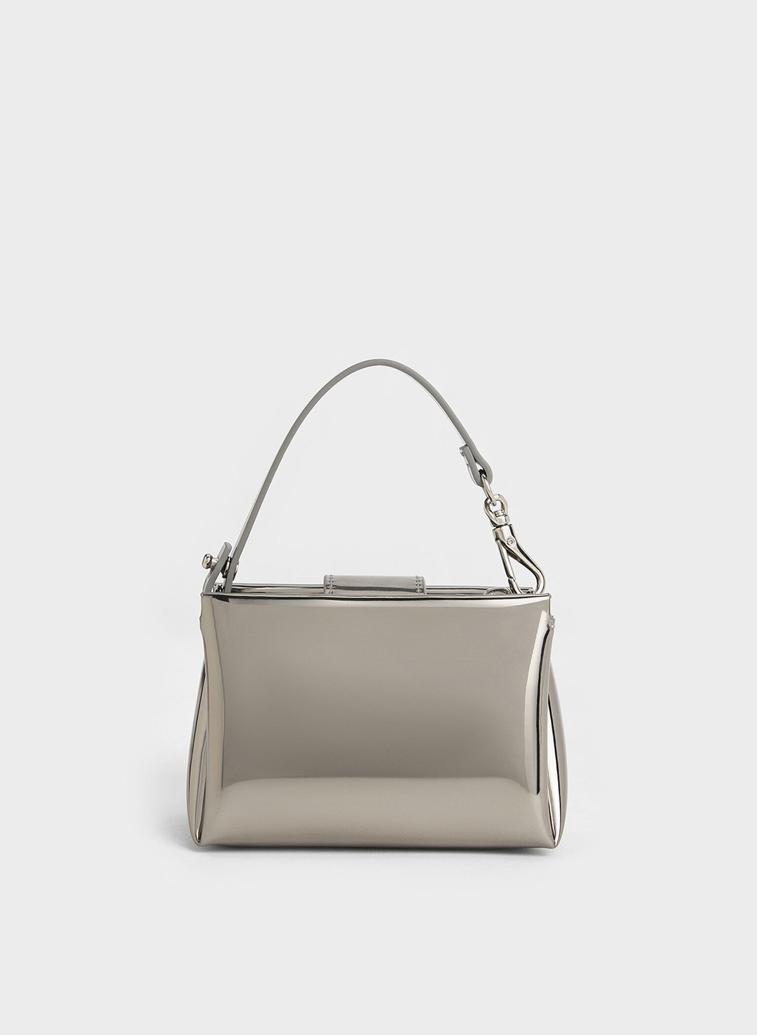 Bosie Metallic Top Handle Pouch, Pewter, hi-res