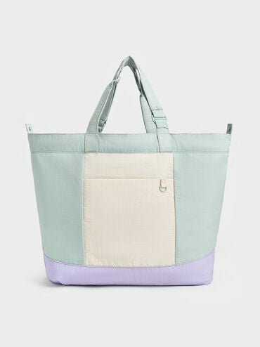 Terra Nylon Reversible Tote Bag, Sage Green, hi-res