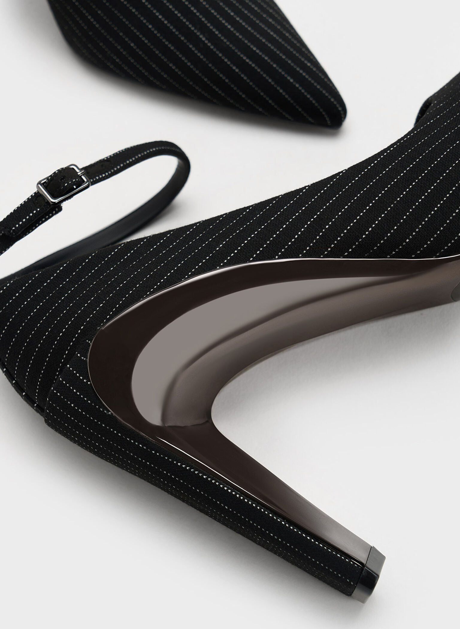 Devon Striped Metallic Blade-Heel Pumps, Dark Grey, hi-res