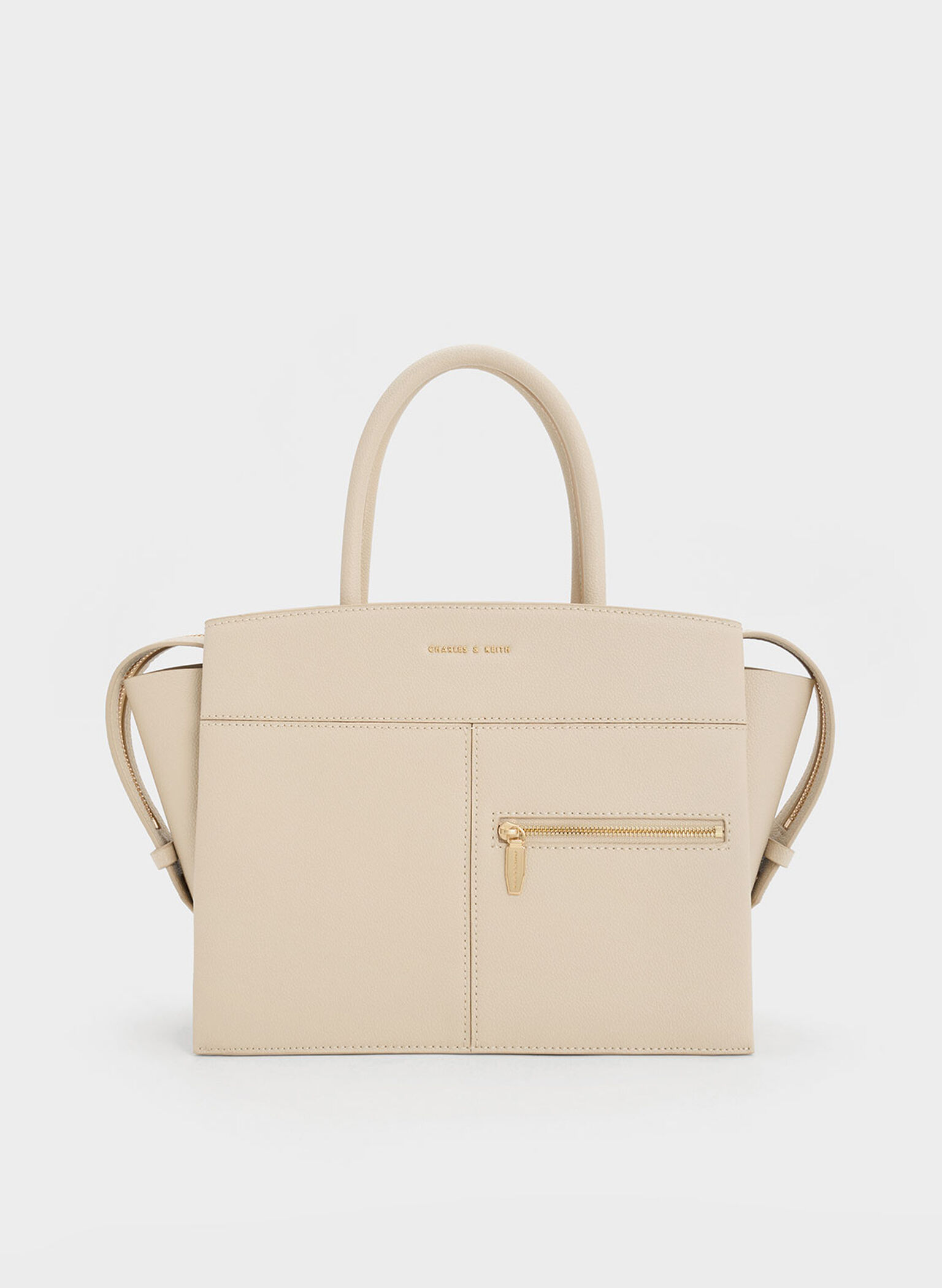Anwen Trapeze Top Handle Bag, Beige, hi-res