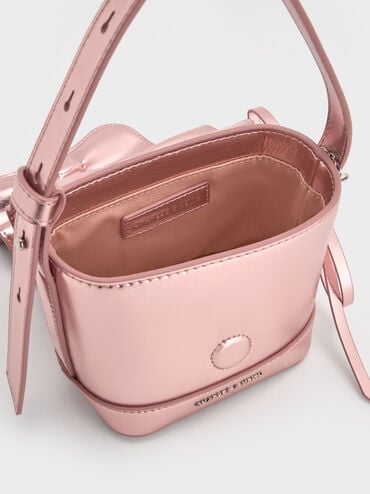 Kadee Metallic Ruched Mini Bag, Aura Pink, hi-res