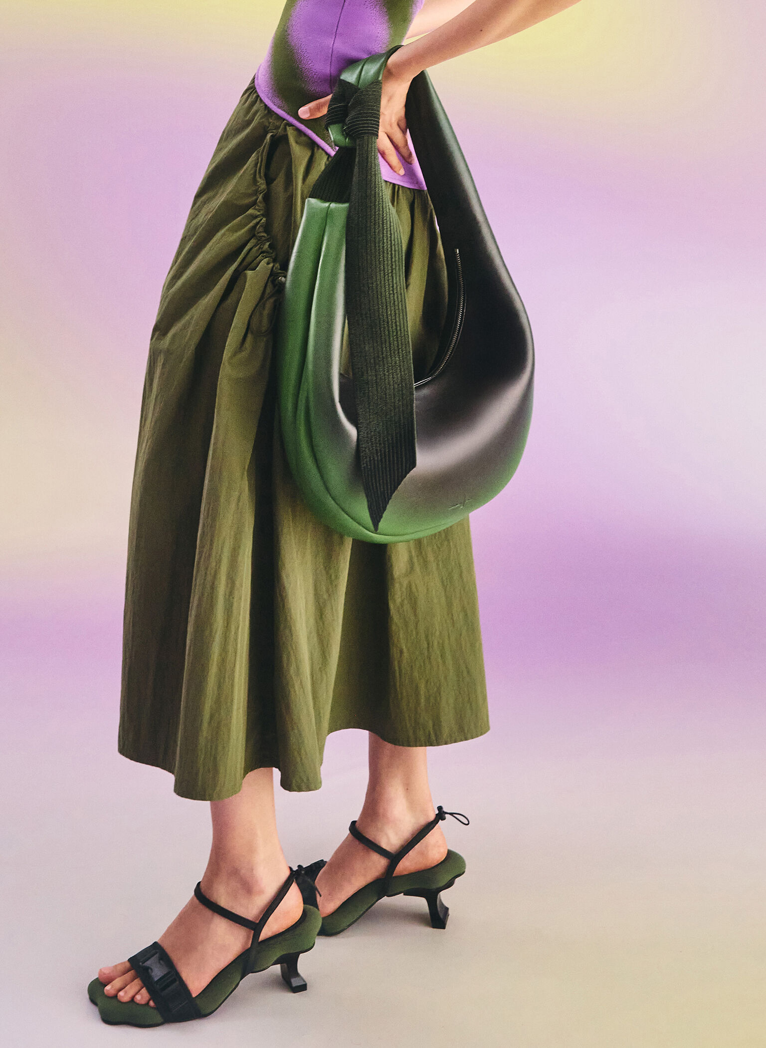 Toni Gradient Knotted Crescent Hobo Bag, Green, hi-res