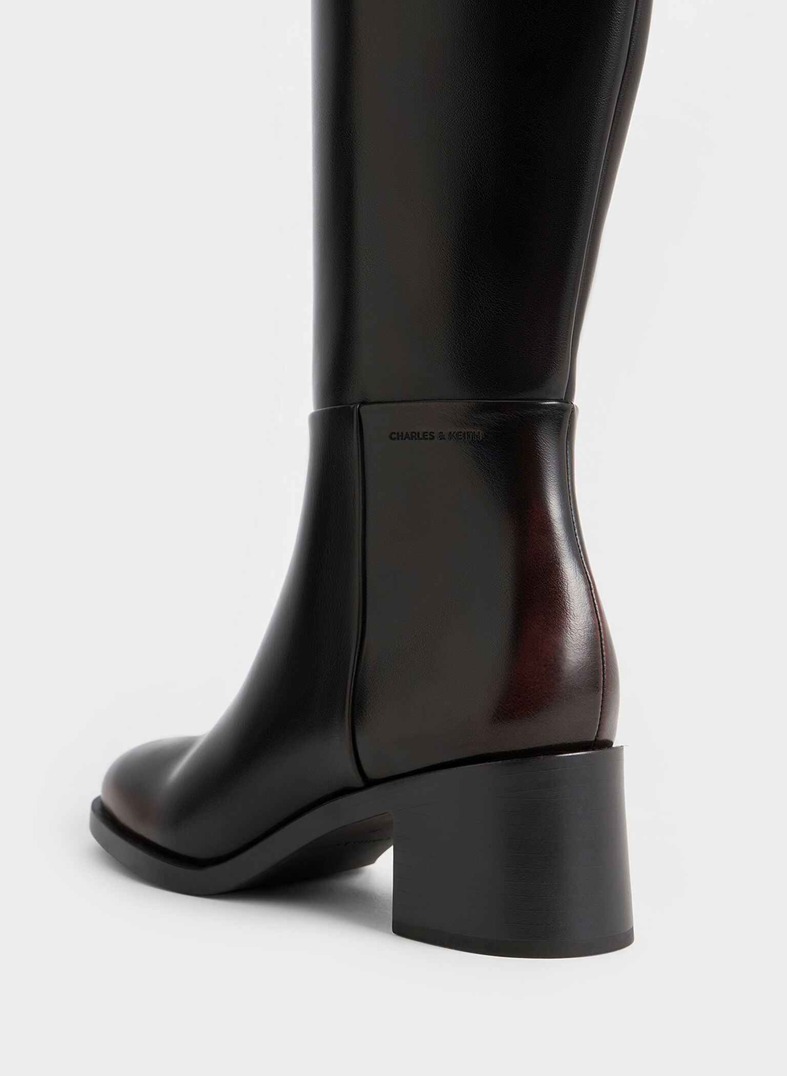 Louise Block-Heel Knee-High Boots, Dark Brown, hi-res