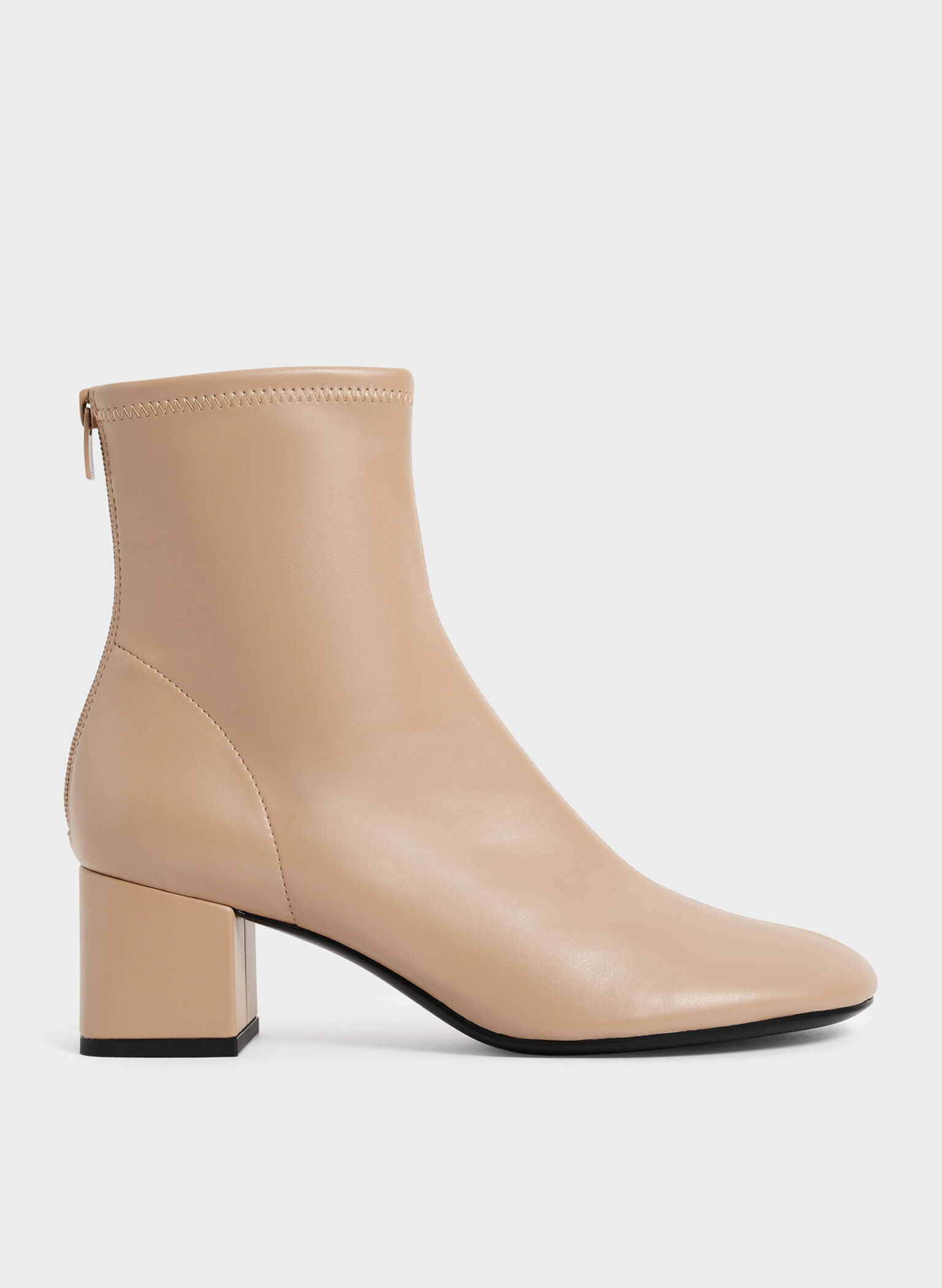 Block Heel Ankle Boots, Beige, hi-res