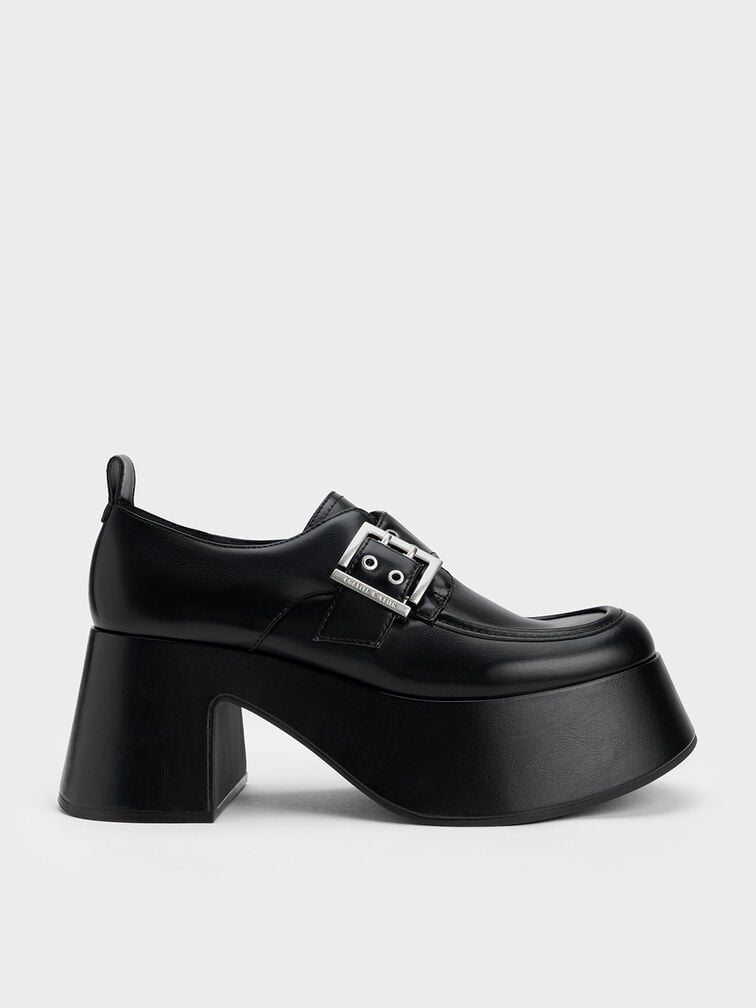 Rubina Buckled Chunky Loafers, Black, hi-res