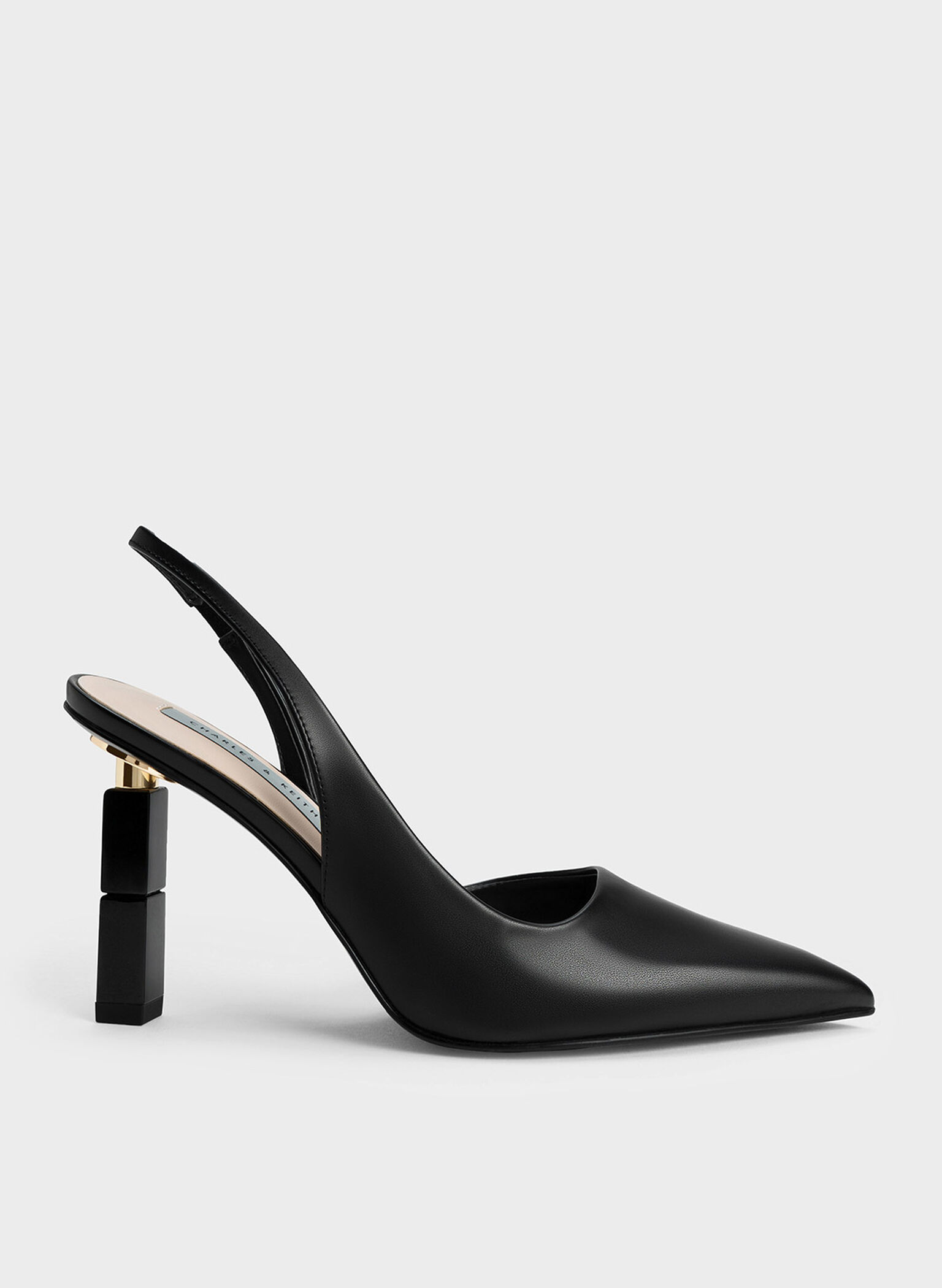 Asymmetric Sculptural Heel Pumps, Black, hi-res