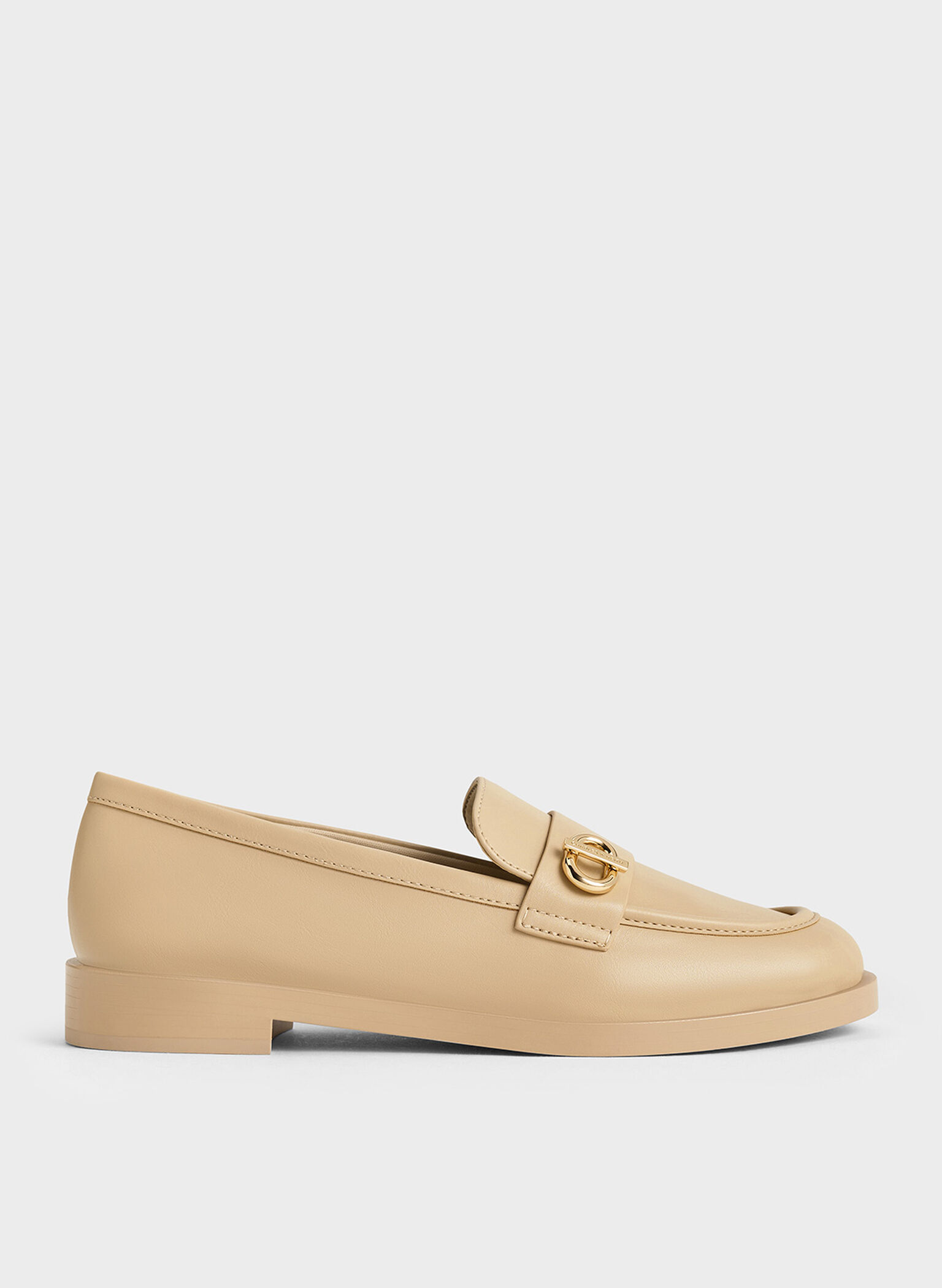 Metallic-Accent Loafers, Beige, hi-res