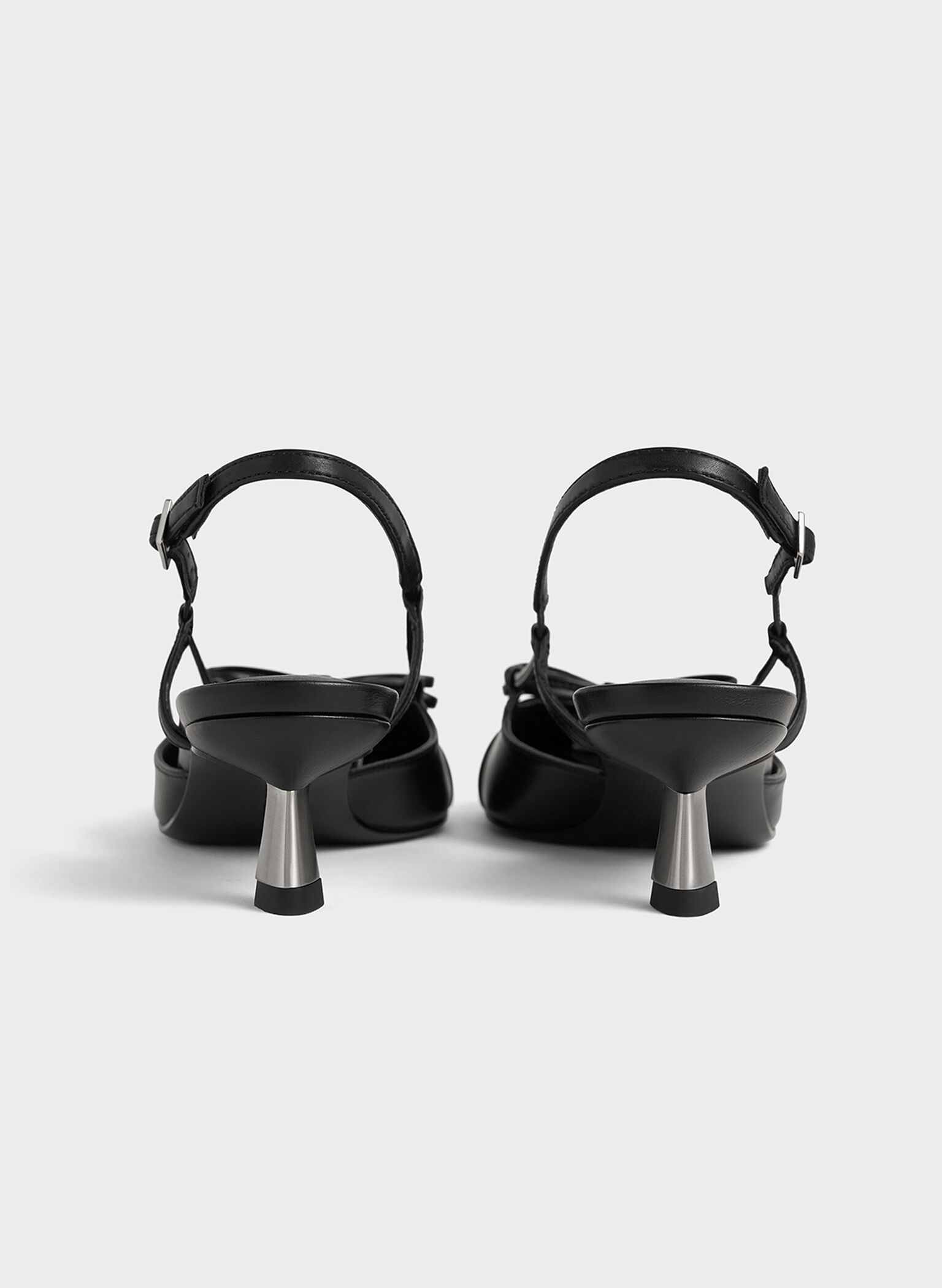 Patent Cap-Toe Bow Slingback Pumps, Black Patent, hi-res
