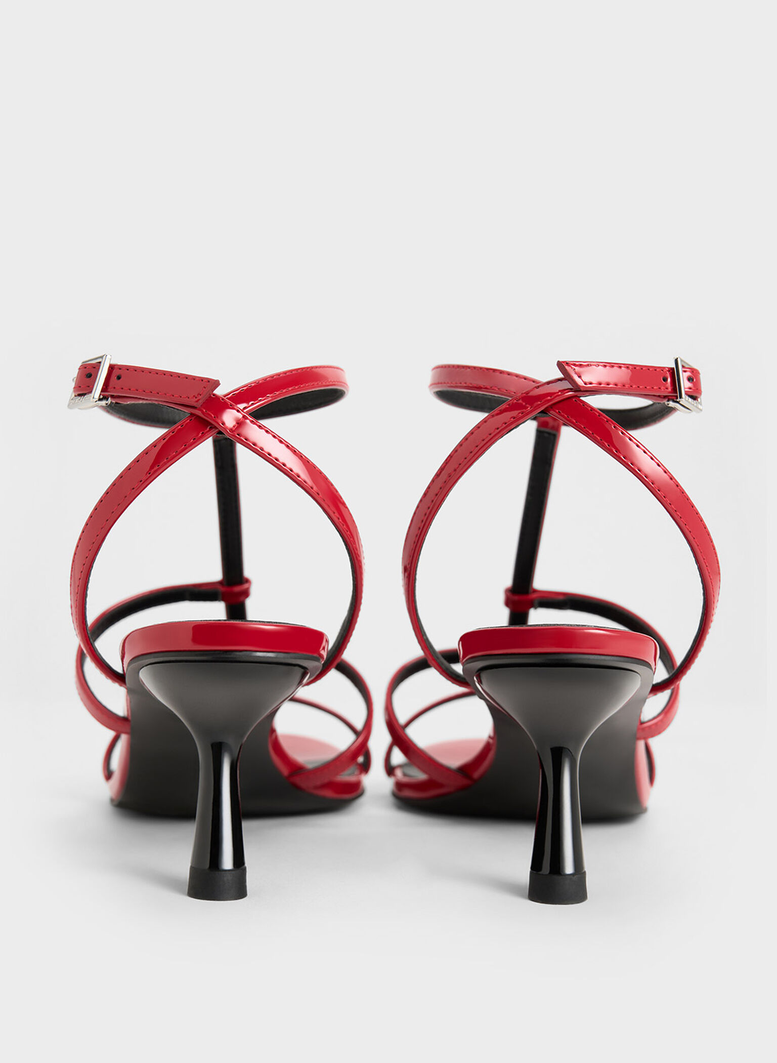 Clara Asymmetric T-Bar Sandals, Red, hi-res