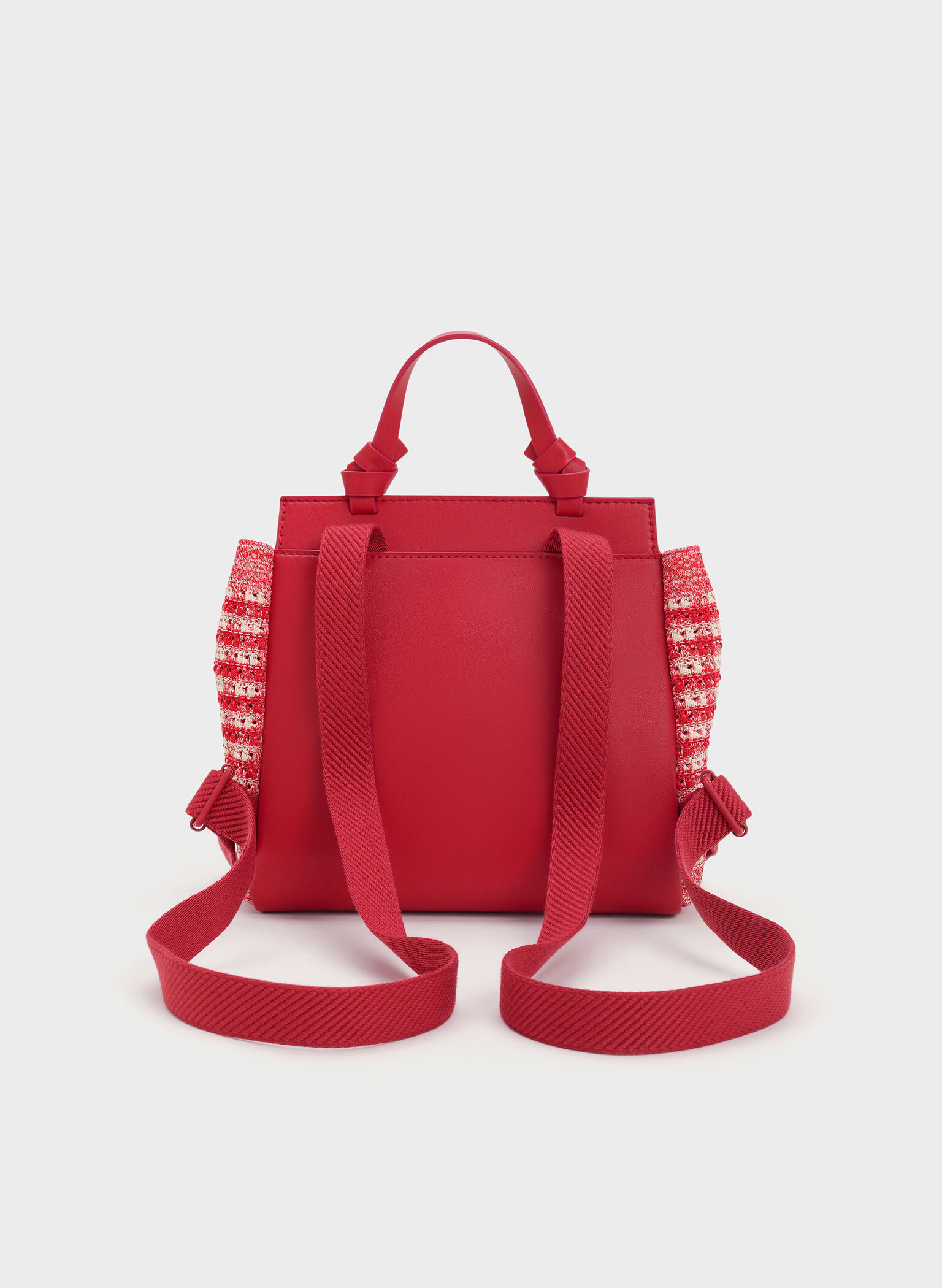 Girls' Ida Knitted Gingham Backpack, Gingham Red, hi-res
