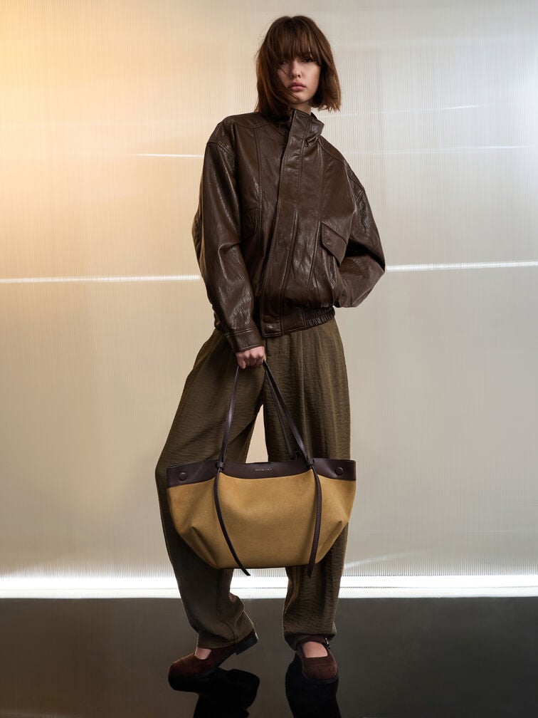 XL Calla Suede Tote Bag, Sahara Sand, hi-res
