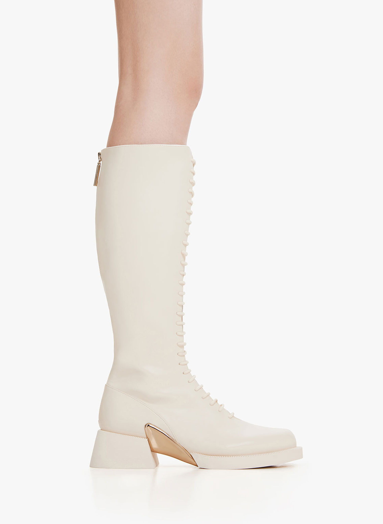 Devon Metallic-Accent Lace-Up Knee-High Boots, Chalk, hi-res