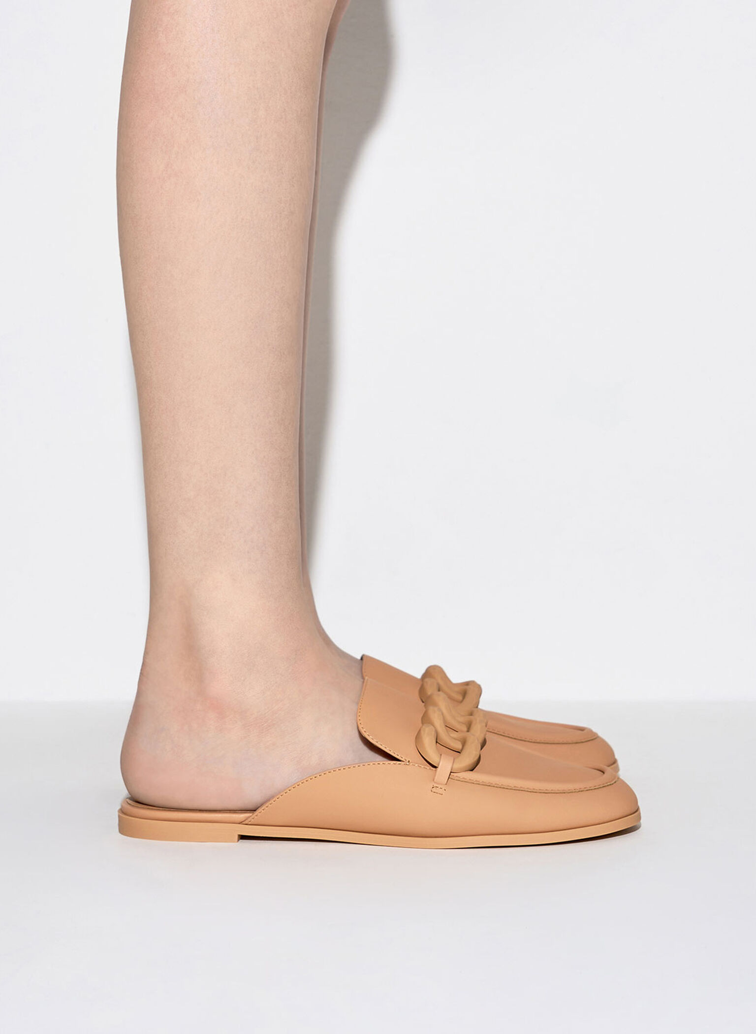 Chunky Chain Loafer Flats, Camel, hi-res