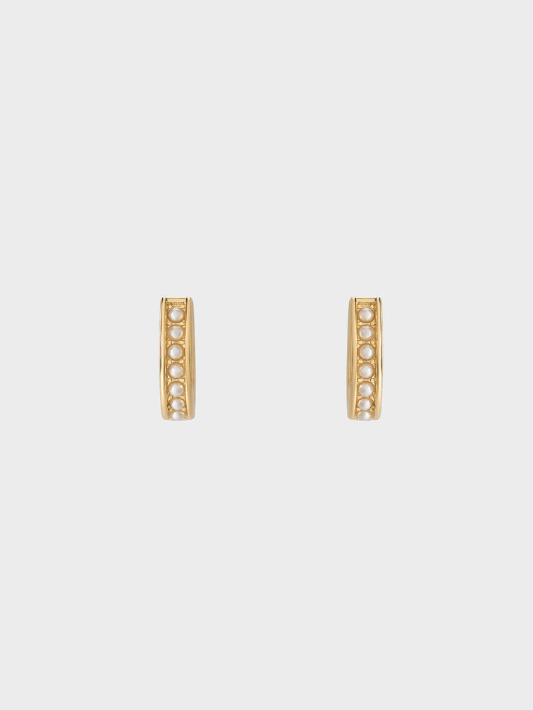 Maeve Pearl-Embellished Hoop Earrings, Gold, hi-res
