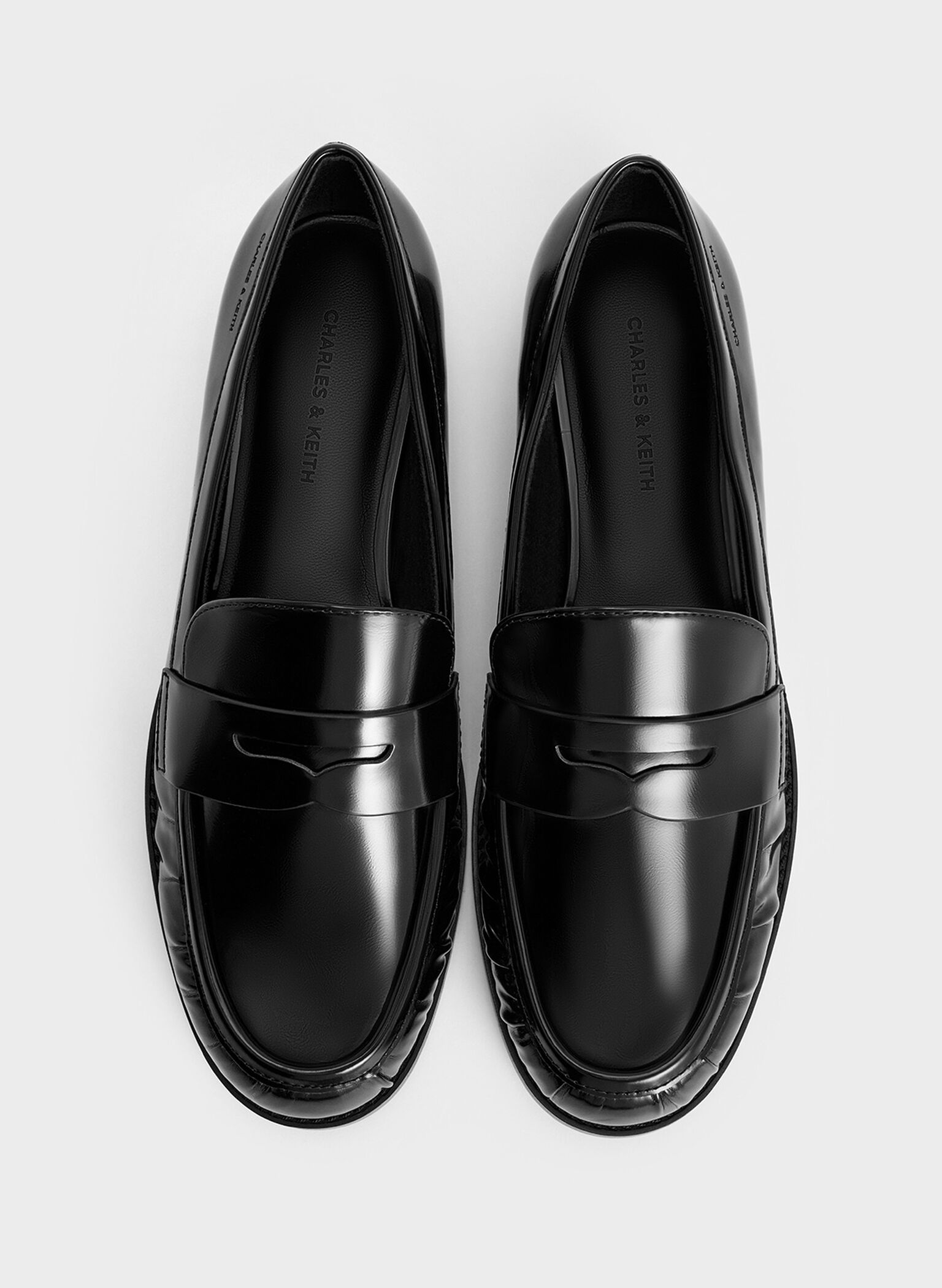 Ruched Penny Loafers, Black Box, hi-res