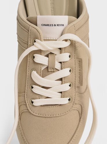 Textured Lace-Up Slip-On Sneakers, Taupe, hi-res