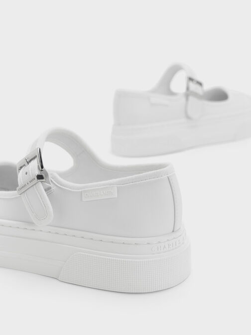 Two-Tone Mary Jane Sneakers, White, hi-res