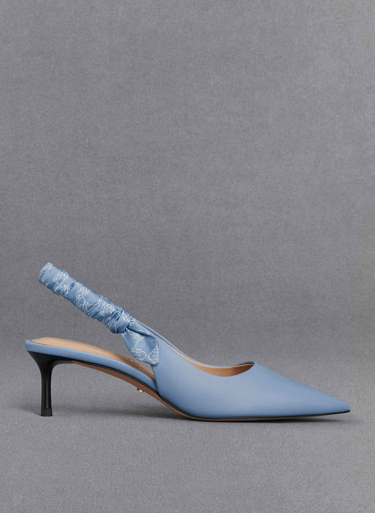 Tully Leather Ruched-Strap Slingback Pumps, Light Blue, hi-res