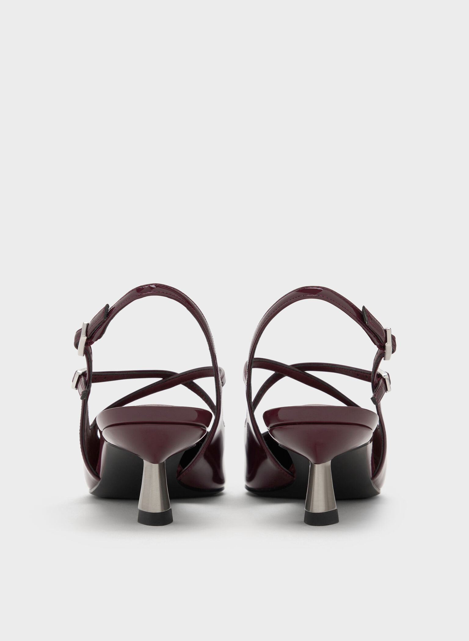 Pauline Patent Crossover Slingback Kitten Heels, Maroon, hi-res