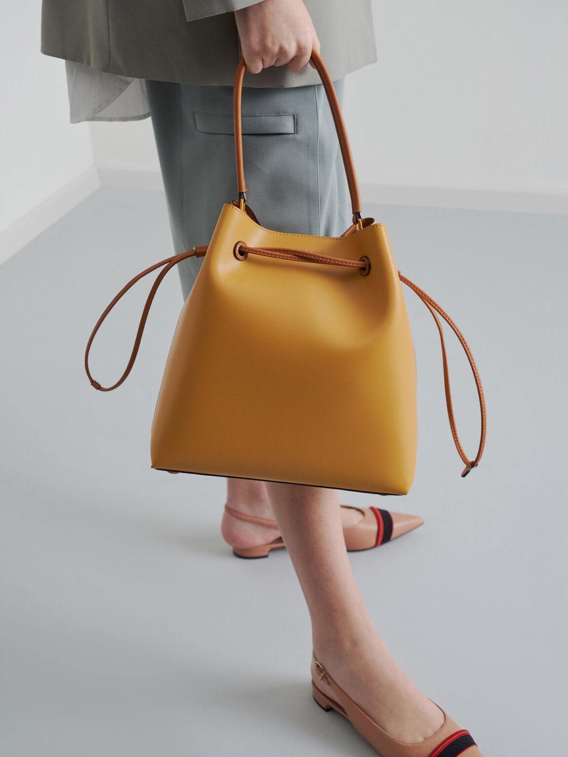 Yellow Drawstring Hobo Bag