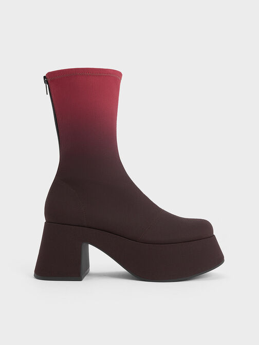 Rubina Ombre Platform Calf Boots, Red, hi-res