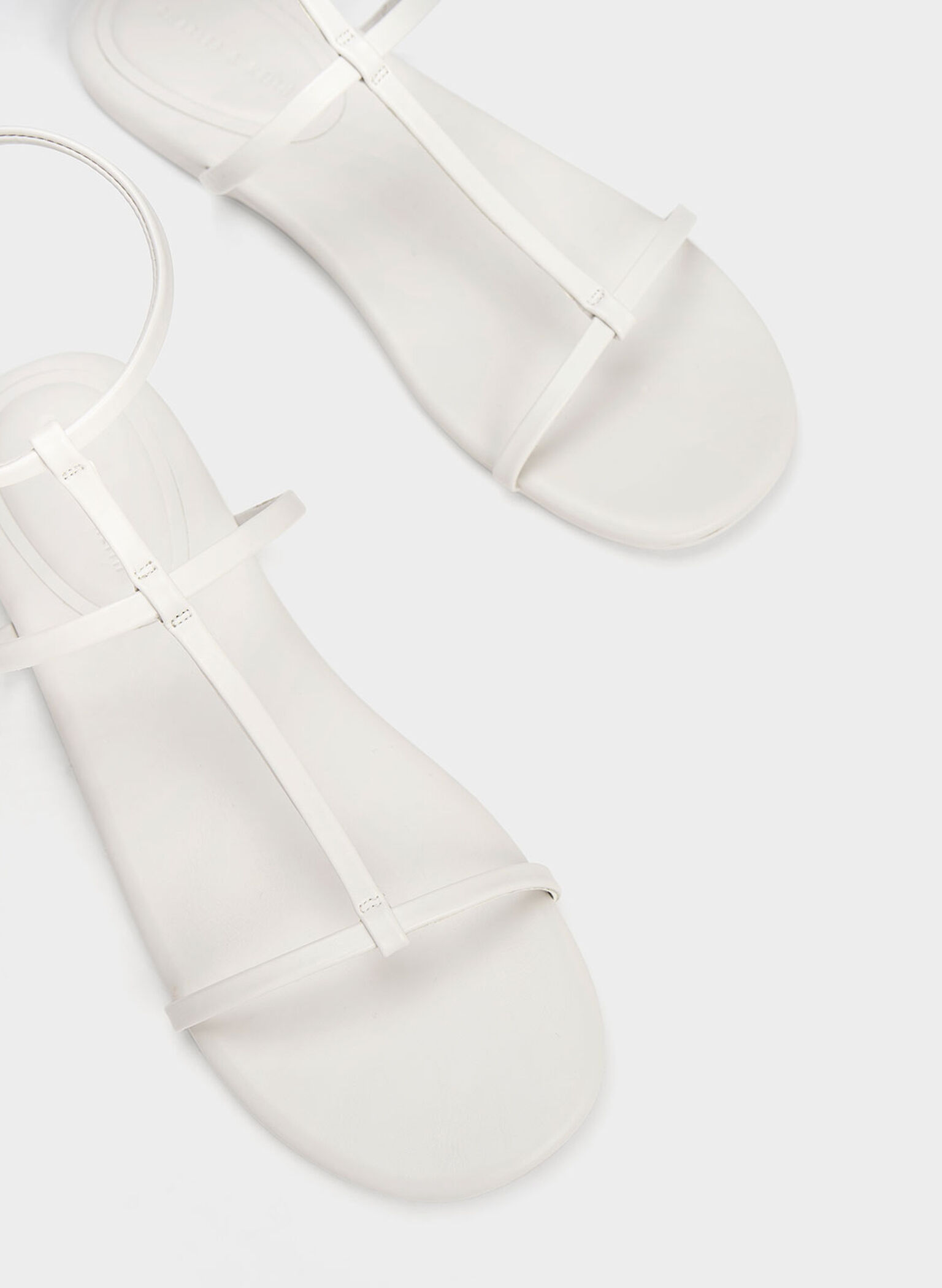 T-Bar Ankle-Strap Sandals, White, hi-res