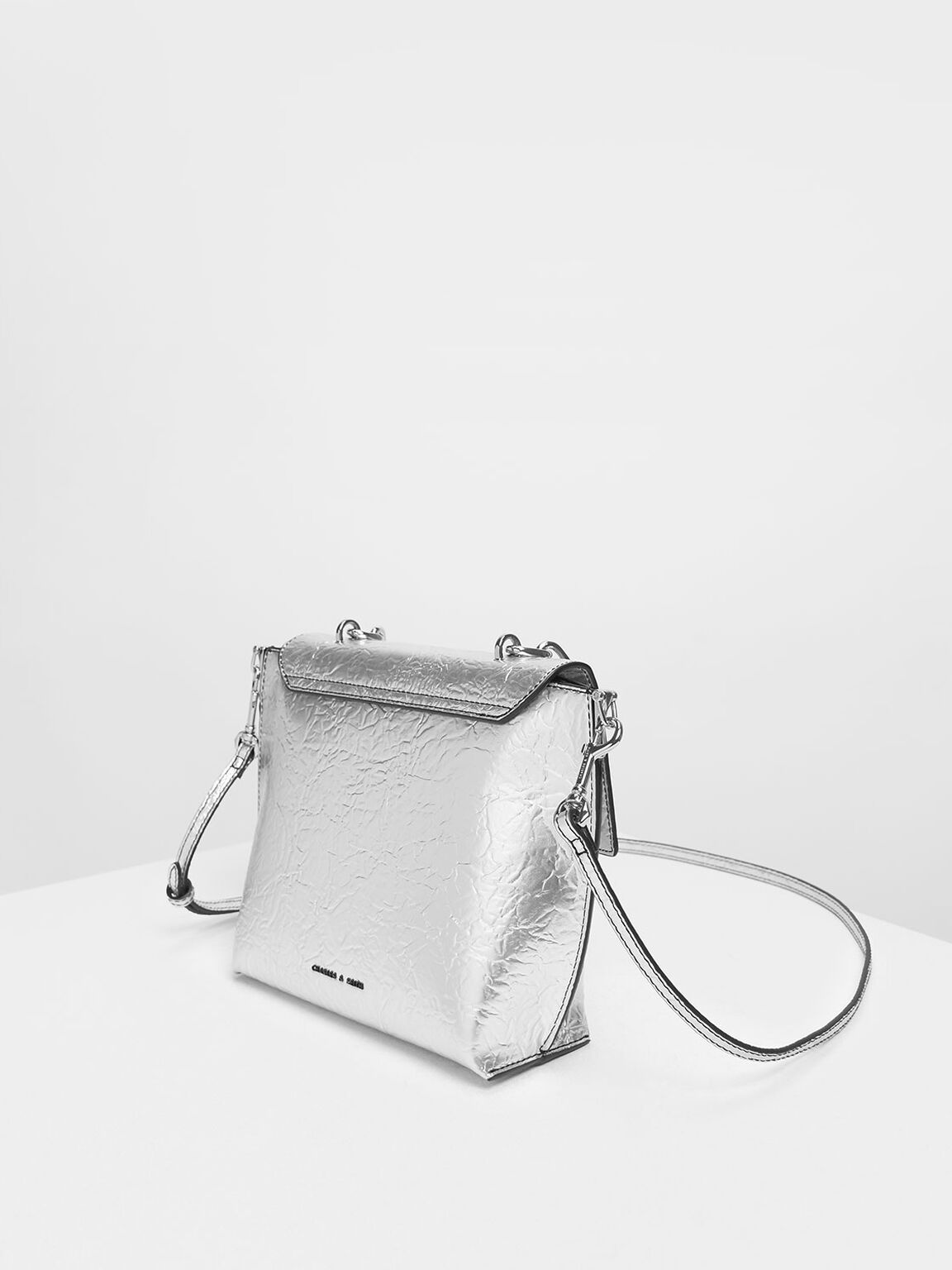 Silver Single Chain Handle Bag