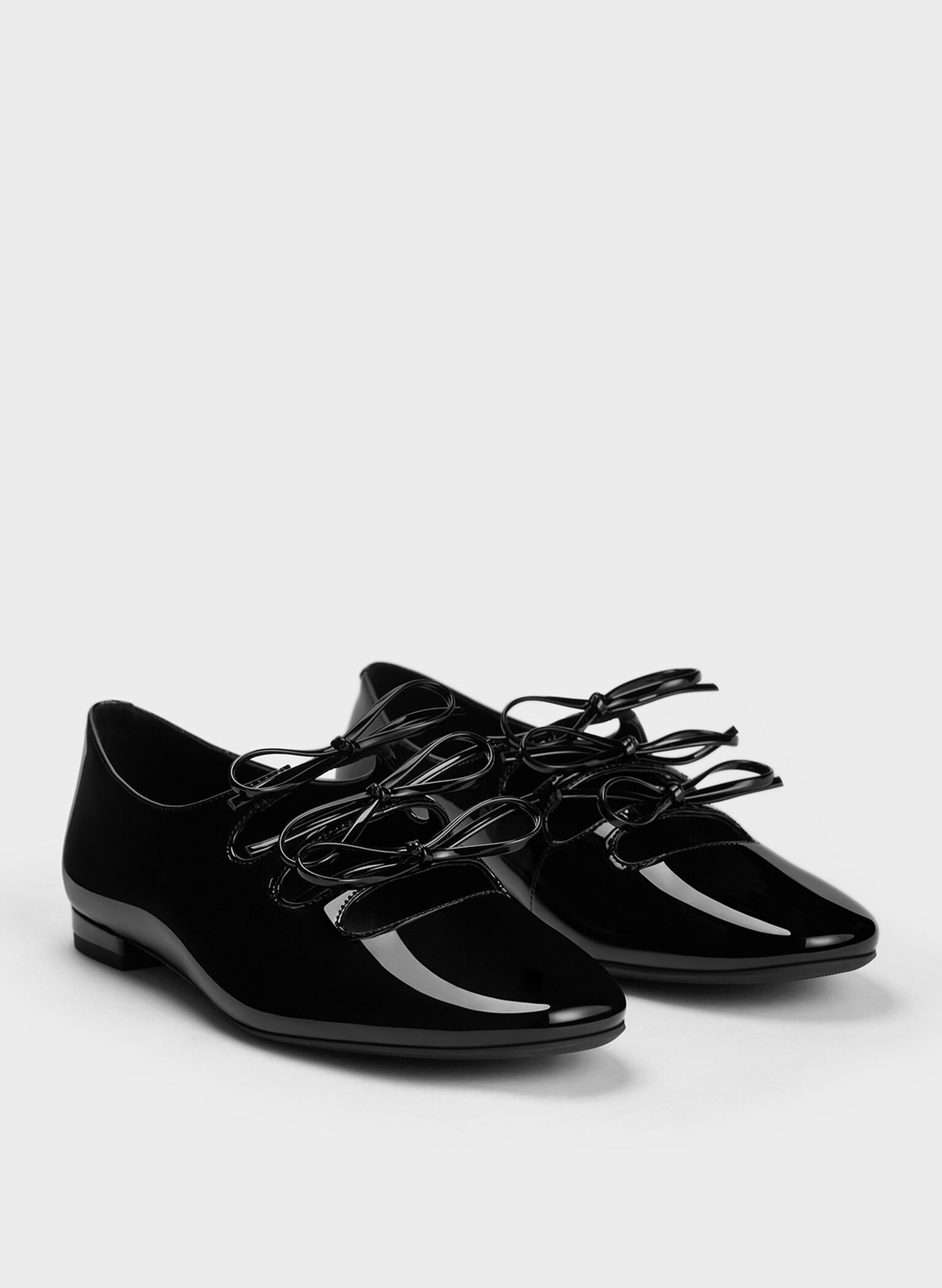 Dorri Patent Triple-Bow Ballet Flats, Black Patent, hi-res