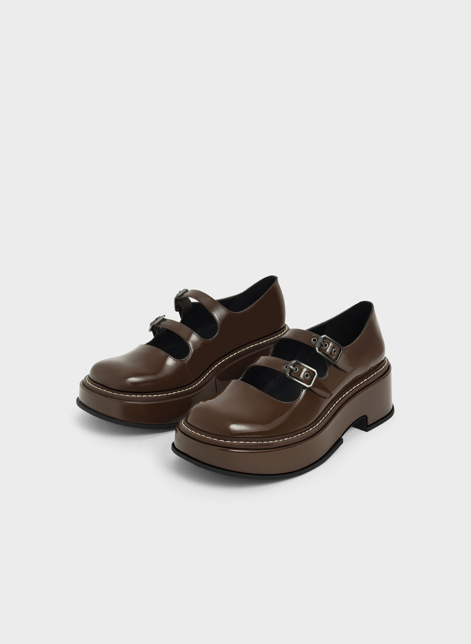 Frankie Patent Platform Mary Janes​, Dark Brown, hi-res