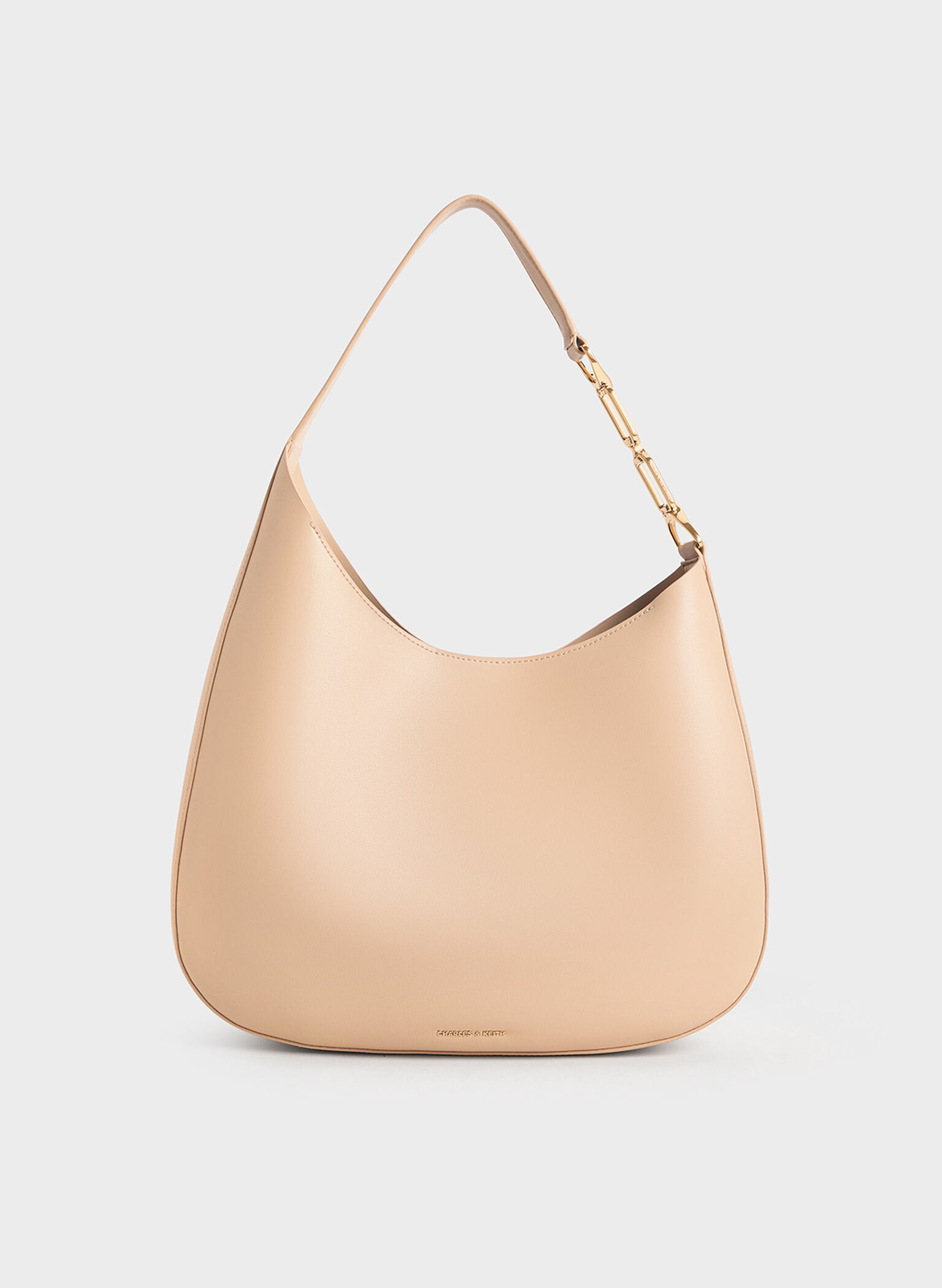 Agatha Chain-Accent Slouchy Hobo Bag, Beige, hi-res